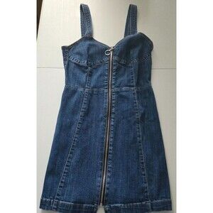 H&M Denim Blue Jean Dress - Size 8, Zipper Front, Sleeveless